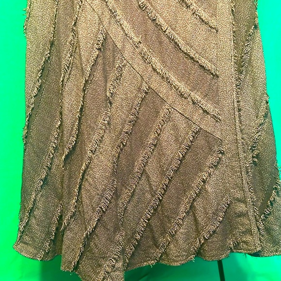 Size 8 Tribal Leather Elements Side Zipper Very Elegant Brown Skirt 52% Wool - Picture 6 of 16